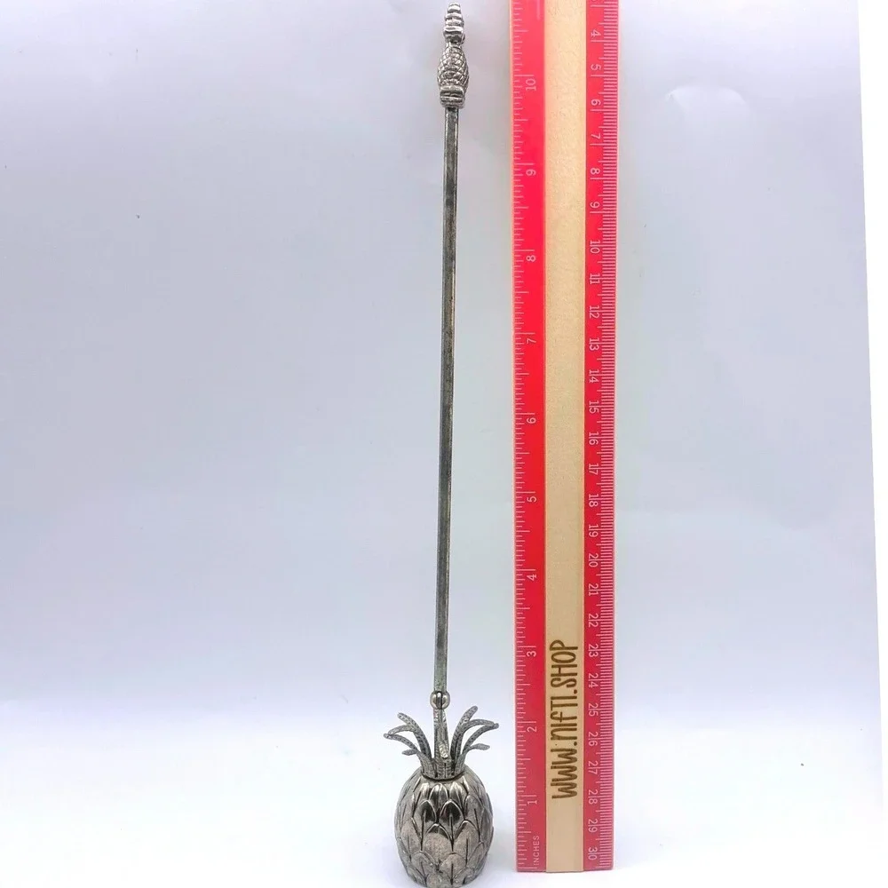 Vintage Pineapple Candle Snuffer 11 Inches Silver Tone Metal Hospitality Decor